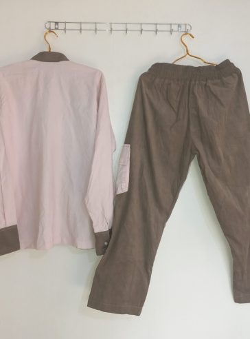CORDUROY BROWN AND PINK SHIRT WITH CARGO TROUSER (xtra large)