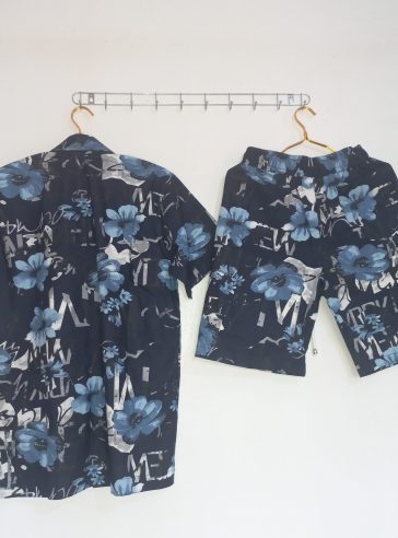 BLUE FLORAL SHIRT WITH SHORT (large)